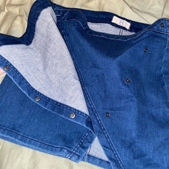 Free People We The Free Notch Denim Wrap Skirt With Snap Buttons Bohemian Boho - Picture 9 of 10
